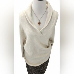 J. Jill Elegant Shawl Collar Sweater in Oatmeal Cream